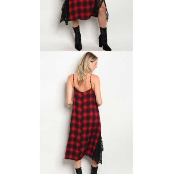 Red and Navy Plaid Dress - Picture 2 of 8